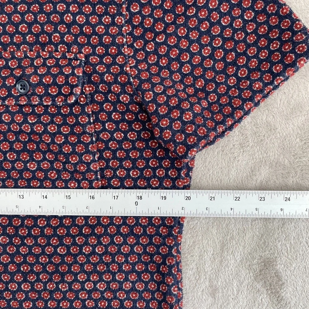 J.Crew Terry Polo Shirt Men‎ Medium Geometric Floral AOP Short Sleve Pocket NWOT